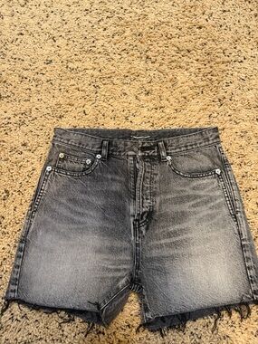 Saint Laurent Washed Black Denim Jeans with Leather Patch